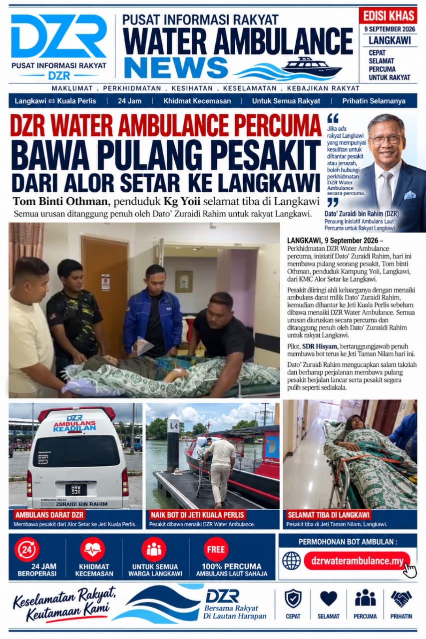 Gambar berita: DZR WATER AMBULANCE BAWA PULANG PESAKIT DARI ALOR SETAR